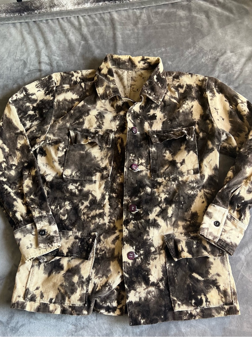 Tie-Dye Black and Cream Men's Shirt Jacket